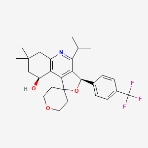 molecular formula C27H32F3NO3 B10829140 (3R,9S)-7,7-dimethyl-4-propan-2-yl-3-[4-(trifluoromethyl)phenyl]spiro[3,6,8,9-tetrahydrofuro[3,4-c]quinoline-1,4'-oxane]-9-ol 