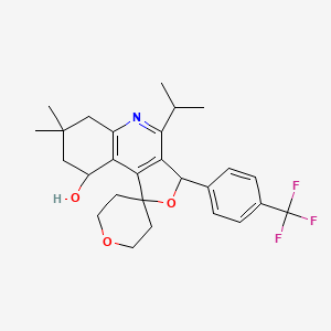 7,7-Dimethyl-4-propan-2-yl-3-[4-(trifluoromethyl)phenyl]spiro[3,6,8,9-tetrahydrofuro[3,4-c]quinoline-1,4'-oxane]-9-ol