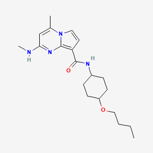 molecular formula C20H30N4O2 B10829185 4-methyl-2-(methylamino)-N-[(1r,4r)-4-butoxycyclohexyl]pyrrolo[1,2-a]pyrimidine-8-carboxamide 