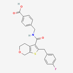 4-[[[2-[(4-fluorophenyl)methyl]-5,7-dihydro-4H-thieno[2,3-c]pyran-3-carbonyl]amino]methyl]benzoic acid