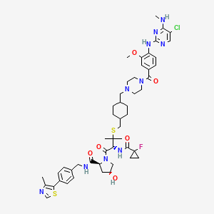 (2S,4R)-1-[(2R)-3-[[4-[[4-[4-[[5-chloro-4-(methylamino)pyrimidin-2-yl]amino]-3-methoxybenzoyl]piperazin-1-yl]methyl]cyclohexyl]methylsulfanyl]-2-[(1-fluorocyclopropanecarbonyl)amino]-3-methylbutanoyl]-4-hydroxy-N-[[4-(4-methyl-1,3-thiazol-5-yl)phenyl]methyl]pyrrolidine-2-carboxamide