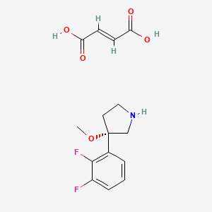 molecular formula C15H17F2NO5 B10829388 Pirepemat fumarate 