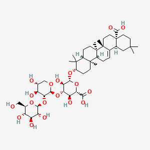 molecular formula C47H74O18 B10829505 (2S,3S,4S,5R,6R)-6-[[(3S,4aR,6aR,6bS,8aS,12aS,14aR,14bR)-8a-carboxy-4,4,6a,6b,11,11,14b-heptamethyl-1,2,3,4a,5,6,7,8,9,10,12,12a,14,14a-tetradecahydropicen-3-yl]oxy]-4-[(2S,3R,4S,5R)-4,5-dihydroxy-3-[(2S,3R,4S,5S,6R)-3,4,5-trihydroxy-6-(hydroxymethyl)oxan-2-yl]oxyoxan-2-yl]oxy-3,5-dihydroxyoxane-2-carboxylic acid 