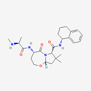 (4S,7S,9aS)-8,8-dimethyl-4-[[(2S)-2-(methylamino)propanoyl]amino]-5-oxo-N-[(1R)-1,2,3,4-tetrahydronaphthalen-1-yl]-2,3,4,7,9,9a-hexahydropyrrolo[2,1-b][1,3]oxazepine-7-carboxamide