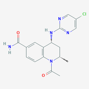 molecular formula C17H18ClN5O2 B10829594 (2S,4R)-1-Acetyl-4-((5-chloropyrimidin-2-yl)amino)-2-methyl-1,2,3,4-tetrahydroquinoline-6-carboxamide 