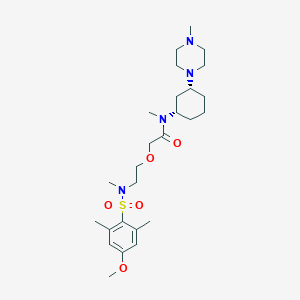 molecular formula C26H44N4O5S B10829614 2-{2-[[(4-methoxy-2,6-dimethylphenyl)sulphonyl]-(methyl)amino]ethoxy}-N-methyl-N-[(1S,3R)-3-(4-methylpiperazin-1-yl)cyclohexyl]acetamide 