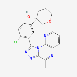 molecular formula C20H18ClN5O2 B10829671 (3S)-3-[4-chloro-3-(7-methyl-2,4,5,8,13-pentazatricyclo[7.4.0.02,6]trideca-1(9),3,5,7,10,12-hexaen-3-yl)phenyl]oxan-3-ol 