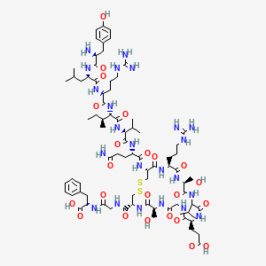 (2S)-2-[[2-[[(4R,7S,13S,19S,22S,25R)-25-[[(2S)-5-amino-2-[[(2S)-2-[[(2S,3S)-2-[[(2S)-2-[[(2S)-2-[[(2S)-2-amino-3-(4-hydroxyphenyl)propanoyl]amino]-4-methylpentanoyl]amino]-5-carbamimidamidopentanoyl]amino]-3-methylpentanoyl]amino]-3-methylbutanoyl]amino]-5-oxopentanoyl]amino]-22-(3-carbamimidamidopropyl)-13-(2-carboxyethyl)-7,19-bis(hydroxymethyl)-6,9,12,15,18,21,24-heptaoxo-16-propan-2-yl-1,2-dithia-5,8,11,14,17,20,23-heptazacyclohexacosane-4-carbonyl]amino]acetyl]amino]-3-phenylpropanoic acid