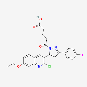 molecular formula C25H23ClIN3O4 B10829901 5-[3-(2-Chloro-7-ethoxyquinolin-3-yl)-5-(4-iodophenyl)-3,4-dihydropyrazol-2-yl]-5-oxopentanoic acid 