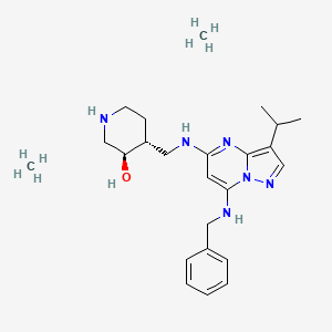 molecular formula C24H38N6O B10829922 (3R,4R)-4-[[[7-(benzylamino)-3-propan-2-ylpyrazolo[1,5-a]pyrimidin-5-yl]amino]methyl]piperidin-3-ol;methane 