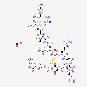 molecular formula C80H127N23O25S2 B10829945 H-Tyr-Leu-Arg-Ile-Val-Gln-Cys(1)-Arg-Ser-DL-Val-Glu-Gly-Ser-Cys(1)-Gly-Phe-OH.CH3CO2H 