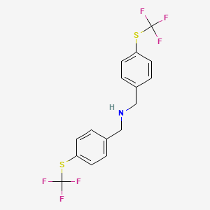 molecular formula C16H13F6NS2 B10829981 1-[4-(trifluoromethylsulfanyl)phenyl]-N-[[4-(trifluoromethylsulfanyl)phenyl]methyl]methanamine 