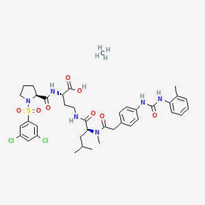 (2S)-2-[[(2S)-1-(3,5-dichlorophenyl)sulfonylpyrrolidine-2-carbonyl]amino]-4-[[(2S)-4-methyl-2-[methyl-[2-[4-[(2-methylphenyl)carbamoylamino]phenyl]acetyl]amino]pentanoyl]amino]butanoic acid;methane