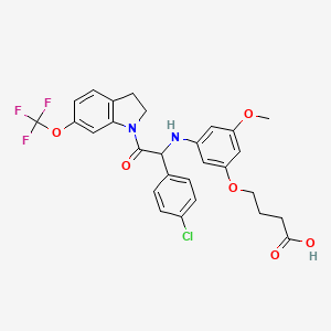 4-[3-[[1-(4-chlorophenyl)-2-oxo-2-[6-(trifluoromethoxy)-2,3-dihydroindol-1-yl]ethyl]amino]-5-methoxyphenoxy]butanoic acid