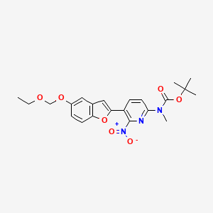 molecular formula C22H25N3O7 B10830092 ([5-(5-Ethoxymethoxy-benzofuran-2-yl)-6-nitro-pyridin-2-yl]-methyl-carbamic acid tert-butyl ester) 