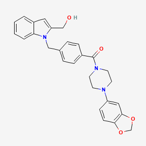 [4-(1,3-Benzodioxol-5-yl)piperazin-1-yl]-[4-[[2-(hydroxymethyl)indol-1-yl]methyl]phenyl]methanone