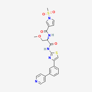 molecular formula C24H23N5O5S2 B10830120 N-[(2S)-3-methoxy-1-oxo-1-[[4-(3-pyridin-4-ylphenyl)-1,3-thiazol-2-yl]amino]propan-2-yl]-1-methylsulfonylpyrrole-3-carboxamide 