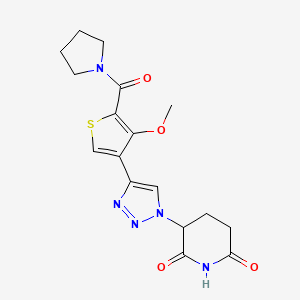 molecular formula C17H19N5O4S B10830143 3-[4-[4-Methoxy-5-(pyrrolidine-1-carbonyl)thiophen-3-yl]triazol-1-yl]piperidine-2,6-dione 