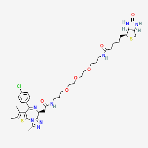 5-[(3aS,4S,6aR)-2-oxo-1,3,3a,4,6,6a-hexahydrothieno[3,4-d]imidazol-4-yl]-N-[3-[2-[2-[3-[[2-[(9S)-7-(4-chlorophenyl)-4,5,13-trimethyl-3-thia-1,8,11,12-tetrazatricyclo[8.3.0.02,6]trideca-2(6),4,7,10,12-pentaen-9-yl]acetyl]amino]propoxy]ethoxy]ethoxy]propyl]pentanamide