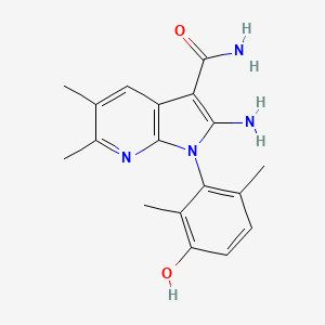 B10830186 2-amino-1-(3-hydroxy-2,6-dimethylphenyl)-5,6-dimethylpyrrolo[2,3-b]pyridine-3-carboxamide CAS No. 2719793-90-3