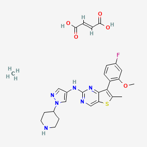 (E)-but-2-enedioic acid;7-(4-fluoro-2-methoxyphenyl)-6-methyl-N-(1-piperidin-4-ylpyrazol-4-yl)thieno[3,2-d]pyrimidin-2-amine;methane