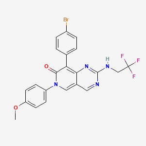 molecular formula C22H16BrF3N4O2 B10830203 8-(4-Bromophenyl)-6-(4-methoxyphenyl)-2-[2,2,2-tris(fluoranyl)ethylamino]pyrido[4,3-d]pyrimidin-7-ol 