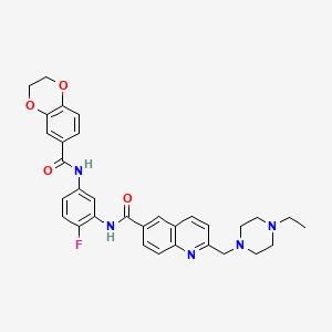 N-[5-(2,3-dihydro-1,4-benzodioxine-6-carbonylamino)-2-fluorophenyl]-2-[(4-ethylpiperazin-1-yl)methyl]quinoline-6-carboxamide