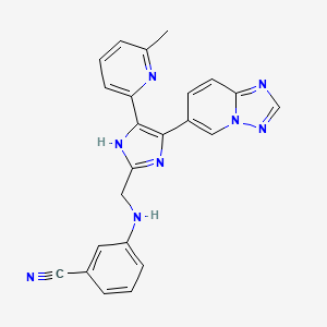 molecular formula C23H18N8 B10830266 3-[[5-(6-methylpyridin-2-yl)-4-([1,2,4]triazolo[1,5-a]pyridin-6-yl)-1H-imidazol-2-yl]methylamino]benzonitrile 