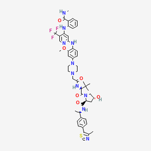 molecular formula C50H59F3N10O6S B10830308 (2S,4R)-4-hydroxy-1-((S)-2-(2-(4-(3-methoxy-4-((4-((2-(methylcarbamoyl)phenyl)amino)-5-(trifluoromethyl)pyridin-2-yl)amino)phenyl)piperazin-1-yl)acetamido)-3,3-dimethylbutanoyl)-N-((S)-1-(4-(4-methylthiazol-5-yl)phenyl)ethyl)pyrrolidine-2-carboxamide 