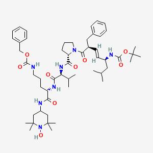 tert-butyl N-[(E,4S,7S)-7-benzyl-8-[(2S)-2-[[(2S)-1-[[(2S)-1-[(1-hydroxy-2,2,6,6-tetramethylpiperidin-4-yl)amino]-1-oxo-5-(phenylmethoxycarbonylamino)pentan-2-yl]amino]-3-methyl-1-oxobutan-2-yl]carbamoyl]pyrrolidin-1-yl]-2-methyl-8-oxooct-5-en-4-yl]carbamate