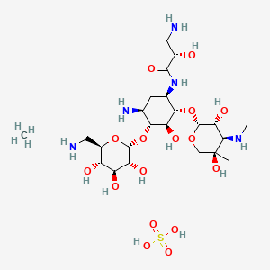 (2S)-3-amino-N-[(1R,2S,3S,4R,5S)-5-amino-4-[(2R,3R,4S,5S,6R)-6-(aminomethyl)-3,4,5-trihydroxyoxan-2-yl]oxy-2-[(2R,3R,4R,5R)-3,5-dihydroxy-5-methyl-4-(methylamino)oxan-2-yl]oxy-3-hydroxycyclohexyl]-2-hydroxypropanamide;methane;sulfuric acid