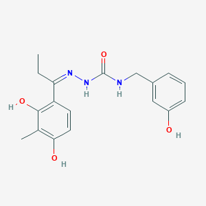 molecular formula C18H21N3O4 B10830394 1-[(Z)-1-(2,4-dihydroxy-3-methylphenyl)propylideneamino]-3-[(3-hydroxyphenyl)methyl]urea 