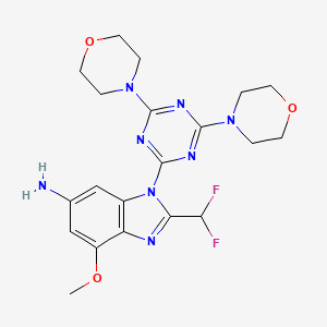 molecular formula C20H24F2N8O3 B10830399 2-(Difluoromethyl)-3-(4,6-dimorpholin-4-yl-1,3,5-triazin-2-yl)-7-methoxybenzimidazol-5-amine 