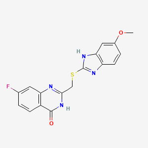 molecular formula C17H13FN4O2S B10830430 7-fluoro-2-[(6-methoxy-1H-benzimidazol-2-yl)sulfanylmethyl]-3H-quinazolin-4-one 