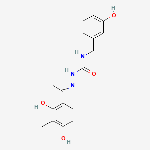 molecular formula C18H21N3O4 B10830544 1-[1-(2,4-Dihydroxy-3-methylphenyl)propylideneamino]-3-[(3-hydroxyphenyl)methyl]urea 