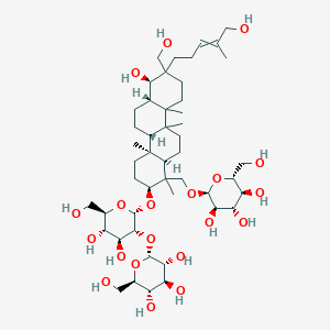 (2S,3R,4S,5S,6R)-2-[[(2S,4aS,4bS,6aS,7R,12aR)-2-[(2S,3R,4S,5S,6R)-4,5-dihydroxy-6-(hydroxymethyl)-3-[(2R,3R,4S,5S,6R)-3,4,5-trihydroxy-6-(hydroxymethyl)oxan-2-yl]oxyoxan-2-yl]oxy-7-hydroxy-8-(hydroxymethyl)-8-(5-hydroxy-4-methylpent-3-enyl)-1,4a,10a,10b-tetramethyl-3,4,4b,5,6,6a,7,9,10,11,12,12a-dodecahydro-2H-chrysen-1-yl]methoxy]-6-(hydroxymethyl)oxane-3,4,5-triol