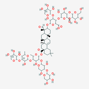 6-[[(4S,6aR,6bS,8aS,14bR)-8a-[5-[3,5-dihydroxy-6-methyl-4-(3,4,5-trihydroxyoxan-2-yl)oxyoxan-2-yl]oxy-3-[3,5-dihydroxy-4-(3,4,5-trihydroxyoxan-2-yl)oxyoxan-2-yl]oxy-4-hydroxy-6-methyloxan-2-yl]oxycarbonyl-4-formyl-4,6a,6b,11,11,14b-hexamethyl-1,2,3,4a,5,6,7,8,9,10,12,12a,14,14a-tetradecahydropicen-3-yl]oxy]-3-[3,4-dihydroxy-6-(hydroxymethyl)-5-[3,4,5-trihydroxy-6-(hydroxymethyl)oxan-2-yl]oxyoxan-2-yl]oxy-5-hydroxy-4-(3,4,5-trihydroxyoxan-2-yl)oxyoxane-2-carboxylic acid