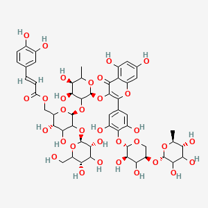 [(3S,6S)-6-[(2S,4S,5R)-2-[2-[4-[(2S,3R,5R)-3,4-dihydroxy-5-[(2S,5R,6S)-3,4,5-trihydroxy-6-methyloxan-2-yl]oxyoxan-2-yl]oxy-3,5-dihydroxyphenyl]-5,7-dihydroxy-4-oxochromen-3-yl]oxy-4,5-dihydroxy-6-methyloxan-3-yl]oxy-3,4-dihydroxy-5-[(2S,3R,5S)-3,4,5-trihydroxy-6-(hydroxymethyl)oxan-2-yl]oxyoxan-2-yl]methyl (E)-3-(3,4-dihydroxyphenyl)prop-2-enoate