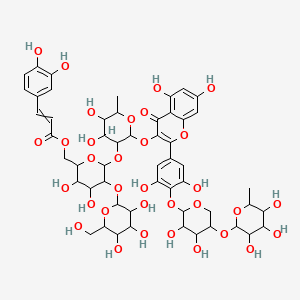 [6-[2-[2-[4-[3,4-Dihydroxy-5-(3,4,5-trihydroxy-6-methyloxan-2-yl)oxyoxan-2-yl]oxy-3,5-dihydroxyphenyl]-5,7-dihydroxy-4-oxochromen-3-yl]oxy-4,5-dihydroxy-6-methyloxan-3-yl]oxy-3,4-dihydroxy-5-[3,4,5-trihydroxy-6-(hydroxymethyl)oxan-2-yl]oxyoxan-2-yl]methyl 3-(3,4-dihydroxyphenyl)prop-2-enoate