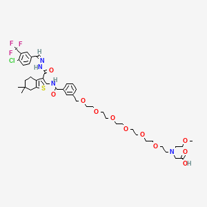 (E)-1-(3-((3-(2-(4-Chloro-3-(trifluoromethyl)benzylidene)hydrazine-1-carbonyl)-6,6-dimethyl-4,5,6,7-tetrahydrobenzo[b]thiophen-2-yl)carbamoyl)phenyl)-20-(2-methoxyethyl)-2,5,8,11,14,17-hexaoxa-20-azadocosan-22-oic acid