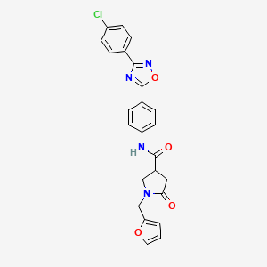 molecular formula C24H19ClN4O4 B10830785 N-(4-(3-(4-Chlorophenyl)-1,2,4-oxadiazol-5-yl)phenyl)-1-(furan-2-ylmethyl)-5-oxopyrrolidine-3-carboxamide 