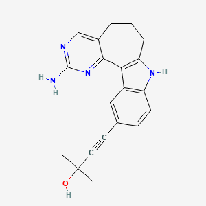 molecular formula C20H20N4O B10830891 4-(4-amino-3,5,12-triazatetracyclo[9.7.0.02,7.013,18]octadeca-1(11),2,4,6,13(18),14,16-heptaen-16-yl)-2-methylbut-3-yn-2-ol 