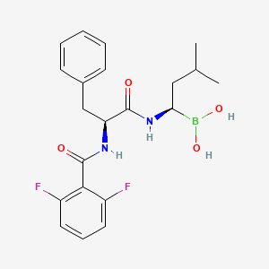 molecular formula C21H25BF2N2O4 B10830893 [(1R)-1-[[(2S)-2-[(2,6-difluorobenzoyl)amino]-3-phenylpropanoyl]amino]-3-methylbutyl]boronic acid 