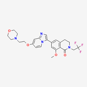 molecular formula C25H27F3N4O4 B10830895 8-methoxy-6-[7-(2-morpholin-4-ylethoxy)imidazo[1,2-a]pyridin-3-yl]-2-(2,2,2-trifluoroethyl)-3,4-dihydroisoquinolin-1-one CAS No. 2403733-82-2