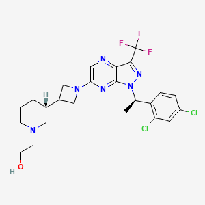 molecular formula C24H27Cl2F3N6O B10830906 Tivumecirnon CAS No. 2174938-78-2