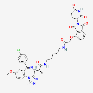 (2R)-2-[(4S)-6-(4-chlorophenyl)-8-methoxy-1-methyl-4H-[1,2,4]triazolo[4,3-a][1,4]benzodiazepin-4-yl]-N-[5-[[2-[2-(2,6-dioxopiperidin-3-yl)-1,3-dioxoisoindol-4-yl]oxyacetyl]amino]pentyl]propanamide