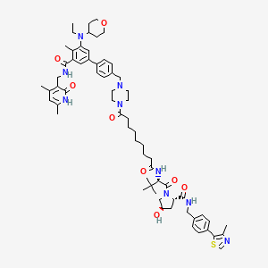 (2S,4R)-1-[(2S)-2-[[9-[4-[[4-[3-[(4,6-dimethyl-2-oxo-1H-pyridin-3-yl)methylcarbamoyl]-5-[ethyl(oxan-4-yl)amino]-4-methylphenyl]phenyl]methyl]piperazin-1-yl]-9-oxononanoyl]amino]-3,3-dimethylbutanoyl]-4-hydroxy-N-[[4-(4-methyl-1,3-thiazol-5-yl)phenyl]methyl]pyrrolidine-2-carboxamide