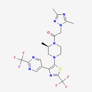 2-(3,5-dimethyl-1,2,4-triazol-1-yl)-1-[(2R)-2-methyl-4-[2-(trifluoromethyl)-4-[2-(trifluoromethyl)pyrimidin-5-yl]-1,3-thiazol-5-yl]piperazin-1-yl]ethanone