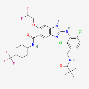 molecular formula C30H34Cl2F5N5O3 B10830976 Vipoglanstat CAS No. 1360622-01-0