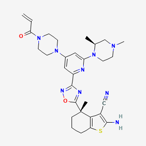 (4S)-2-amino-4-[3-[6-[(2S)-2,4-dimethylpiperazin-1-yl]-4-(4-prop-2-enoylpiperazin-1-yl)pyridin-2-yl]-1,2,4-oxadiazol-5-yl]-4-methyl-6,7-dihydro-5H-1-benzothiophene-3-carbonitrile